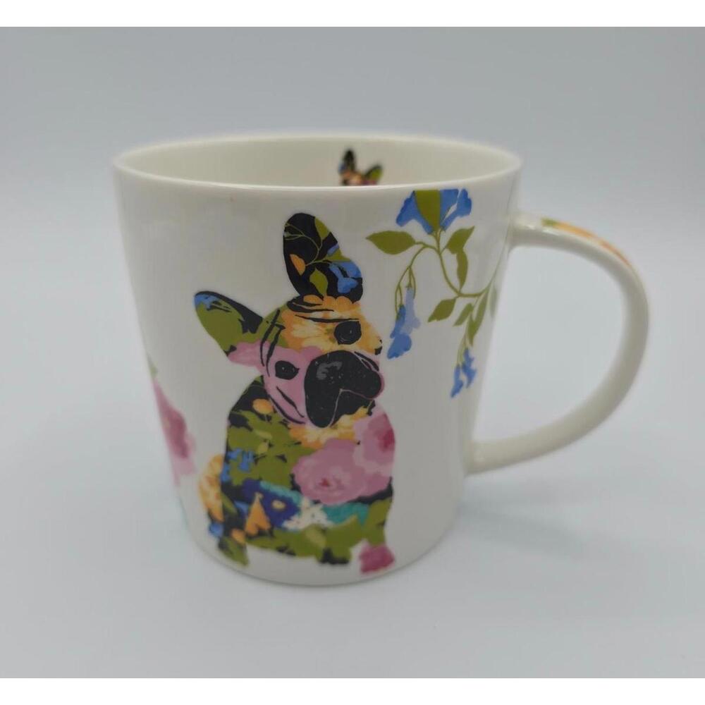 Paperproducts Design Brigette French Bulldog White and Floral Bone China Mug